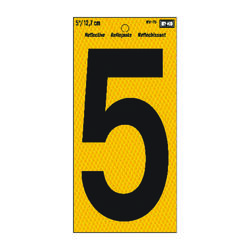 Hy-Ko 5 in. Reflective Black Vinyl Self-Adhesive Number 5 1 pc