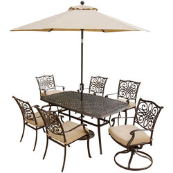 Hanover Traditions 7 pc Bronze Aluminum Traditional Dining Set Tan