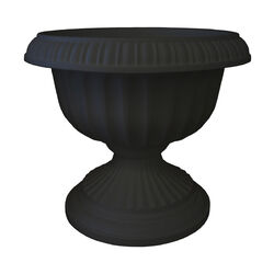 Bloem 14.8 in. H X 17.8 in. D Plastic Grecian Urn Flower Pot Black