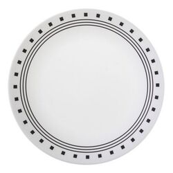 Corelle Livingware Black/White Glass City Block Luncheon Plate 8-1/2 in. D 1 pk