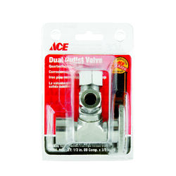Ace 1/2 in. FPT T X 1/2 in. S FPT Brass Dual Shut-Off Valve