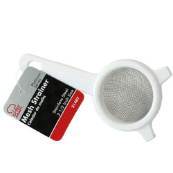 Chef Craft 2-1/2 in. W X 5-1/2 in. L Silver/White Plastic/Stainless Steel Mesh Strainer w/Handle