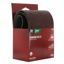 Ace 36 in. L X 4 in. W Aluminum Oxide Sanding Belt 50 Grit Coarse 2 pc