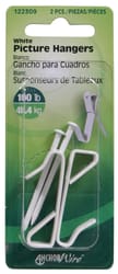 Hillman AnchorWire Steel-Plated White Standard Picture Hanger 100 lb 2 pk