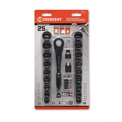 Crescent X6 Assorted Sizes S X 1/2 in. drive S Metric and SAE 12 Point Socket Wrench Set 20 pc