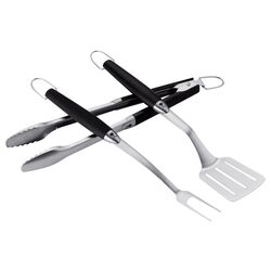 Weber Premium Stainless Steel Black Grill Tool Set 3 pc