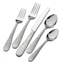 Pfaltzgraff Silver Stainless Steel Swirl Pattern on handle Flatware Set 20 pk