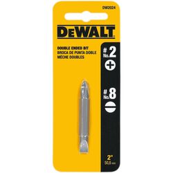 DeWalt Phillips/Slotted #2/#8 S X 2 in. L Double-Ended Screwdriver Bit Heat-Treated Steel 1 pc