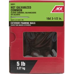 Ace 16D 3-1/2 in. Common Hot-Dipped Galvanized Steel Nail Flat 5 lb