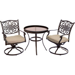 Hanover 3 pc Brown Aluminum Bistro Set