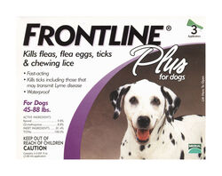 Frontline Plus Liquid Dog Flea and Tick Drops 9.8% Fibronil, 8.8% (S)-methoprene 0.09 oz