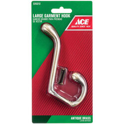 Ace 3-1/2 in. L Antique Brass Gold Brass Large Garment Hook 1 pk