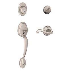 Schlage Plymouth / Flair Satin Nickel Brass Single Cylinder Handleset and Knob 1 Grade Right or Left
