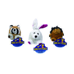 Aspen Pet Multicolored Hedgehog, Raccoon and Rabbit Plush Squatters Dog Toy Medium