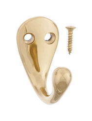 Ace 1-3/4 in. L Bright Brass Gold Brass Small Single Garment Hook 1 pk