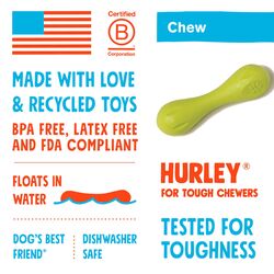 West Paw Zogoflex Blue Hurley Bone Synthetic Rubber Chew Dog Toy Large in.