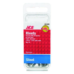 Ace 1/8 in. D X 1/8 in. R Steel Rivets Silver 25 pk