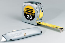 Stanley PowerLock 8-9/16 in. Retractable Utility Knife and Tape Measure Set Gray 2 pk