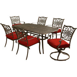 Hanover Traditions 7 pc Bronze Aluminum Traditional Dining Set Red