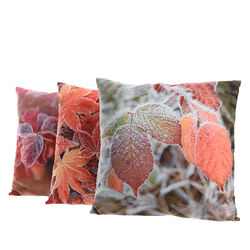 Decoris Frosted Leaf Pillow Christmas Decoration Multicolored 1 pk Polyester
