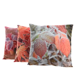 Decoris Frosted Leaf Pillow Christmas Decoration Multicolored 1 pk Polyester