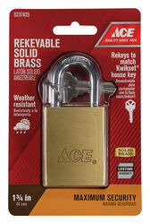 Ace 2-3/16 in. H X 1-3/4 in. W X 3/4 in. L Brass Double Ball Locking Padlock 1 pk