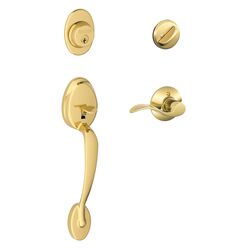 Schlage Plymouth / Accent Bright Brass Brass Single Cylinder Handleset and Knob 1 Grade Right or Lef