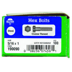 Hillman 5/16 in. D X 1 in. L Zinc Plated Steel Hex Bolt 100 pk