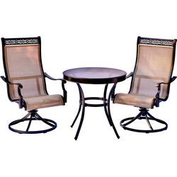 Hanover 3 pc Brown Aluminum Bistro Set