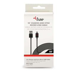 Fuse Micro to USB Charge and Sync Cable 10 ft. Black
