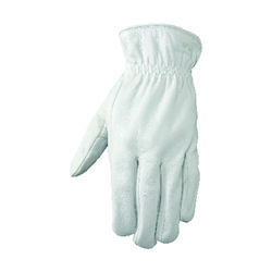 Wells Lamont L Goatskin Leather Driver Pearl Gray Gloves