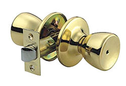 Home Plus Polished Brass Privacy Lockset ANSI Grade 3 1-3/4 in.