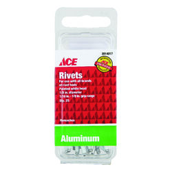 Ace 1/8 in. D X 1/8 in. R Aluminum Rivets White 25 pk