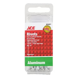 Ace 1/8 in. D X 1/8 in. R Aluminum Rivets White 25 pk
