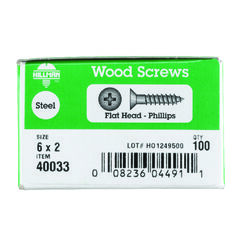 Hillman No. 6 S X 2 in. L Phillips Zinc-Plated Wood Screws 100 pk