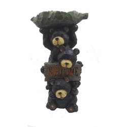 Infinity Polyresin Multi-color 16.1 in. Solar Three Bear Welcome Statue