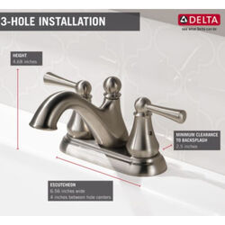 Delta Haywood Stainless Steel Two Handle Lavatory Faucet 4 in.