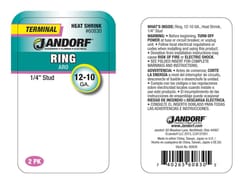 Jandorf 12-10 Ga. Insulated Wire Terminal Ring Yellow 2 pk