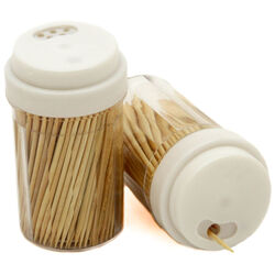 Chef Craft 5.5 in. W X 3-1/2 in. L Brown/Clear Plastic/Wood Toothpicks and Container