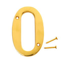 Hy-Ko 4 in. Gold Brass Screw-On Number 0 1 pc