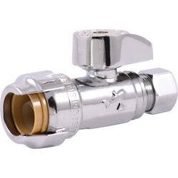 SharkBite 1/2 in. Push T X 3/8 in. S Compression Brass Straight Stop Valve