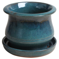 Trendspot 6 in. H X 6 in. W Ceramic Low Bell Planter Aqua Blue