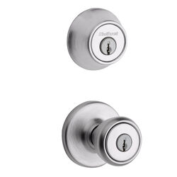 Kwikset Tylo Satin Chrome Entry Lock and Single Cylinder Deadbolt ANSI/BHMA Grade 3 1-3/4 in.