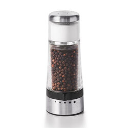 OXO Good Grips 2 in. W X 2 in. L Clear/Black/Silver Plastic/Stainless Steel 2-in-1 Salt & Pepper