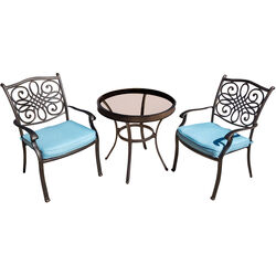 Hanover 3 pc Brown Aluminum Bistro Set