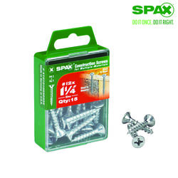 SPAX No. 12 S X 1-1/4 in. L Phillips/Square Flat Head Multi-Purpose Screws 15 pk