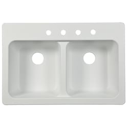 Kindred Tectonite Dual Mount 33 in. W X 22 in. L Two Bowls Kitchen Sink