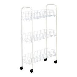 Household Essentials Slimline 30 in. H X 19.5 in. W X 7 in. D Metal 3-Shelf 3 Shelf Laundry Ra