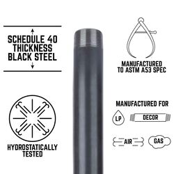 BK Products 1-1/4 in. MPT T Black Steel 10 in. L Nipple