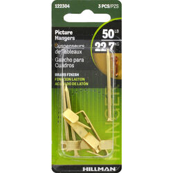 Hillman AnchorWire Brass-Plated Gold Conventional Picture Hanger 50 lb 3 pk